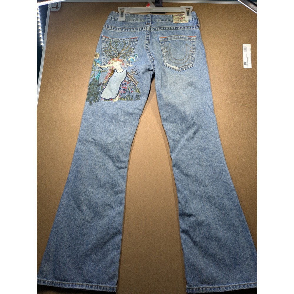 True Religion Bobby Jeans 28 Lady Godiva Embroidered Made USA Y2K Vintage